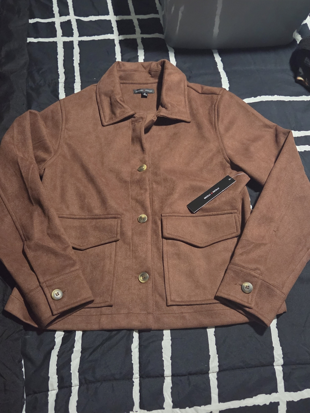 Moa Moa Women's Chestnut Brown Suede-Feel Utility Jacket